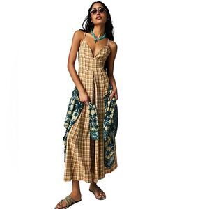 Free People Kaia Plaid Jumpsuit Size Large NWOT